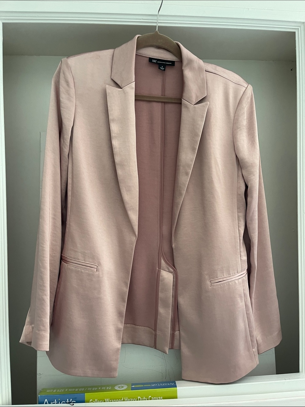 Inc Blush Pink Open-Front Blazer silk like  size Small